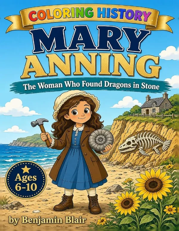 Coloring History book cover: Mary Anning, The Woman Who Found Dragons in Stone